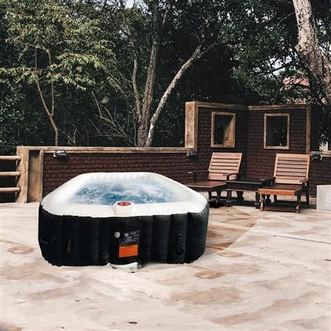 Aleko Hot Tubs 4 Person 160 Gallon Square Inflatable Black and White Hot Tub Spa With Cover by Aleko 821808541317 HTISQ4BKWH-AP 4 Person 160 Gallon Square Inflatable Black and White Hot Tub Spa With Cover by Aleko SKU# HTISQ4BKWH-AP