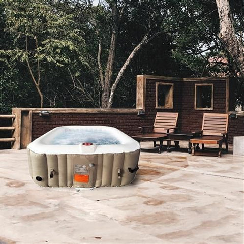 Aleko Hot Tubs 4 Person 160 Gallon Square Inflatable Brown Hot Tub Spa With Cover by Aleko 655222803962 HTISQ4BR-AP 4 Person 160 Gallon Square Inflatable Brown Hot Tub Spa With Cover by Aleko SKU# HTISQ4BR-AP