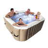 Image of Aleko Hot Tubs 4 Person 160 Gallon Square Inflatable Brown Hot Tub Spa With Cover by Aleko 655222803962 HTISQ4BR-AP 4 Person 160 Gallon Square Inflatable Brown Hot Tub Spa With Cover by Aleko SKU# HTISQ4BR-AP