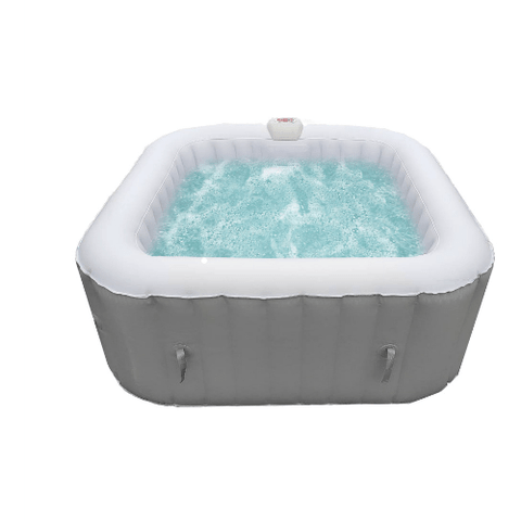 Aleko Hot Tubs 4 Person 160 Gallon Square Inflatable Jetted Hot Tub Spa with Cover Gray by Aleko 078257284313 HTISQ4WHGY-AP 4 Person 160 Gallon Square Jetted Hot Tub w/ Cover Gray HTISQ4WHGY-AP