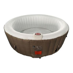 4 Person 210 Gallon Brown and White Round Inflatable Jetted Hot Tub with Cover by Aleko