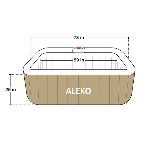 Aleko Hot Tubs 6 Person 250 Gallon Square Inflatable Brown and White Hot Tub Spa With Cover by Aleko 655222807144 HTISQ6BRWH-AP 6 Person 250 Gallon Square Brown White Hot Tub Spa Aleko HTISQ6BRWH-AP