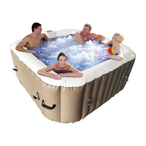 Aleko Hot Tubs 6 Person 250 Gallon Square Inflatable Brown and White Hot Tub Spa With Cover by Aleko 655222807144 HTISQ6BRWH-AP 6 Person 250 Gallon Square Inflatable Brown and White Hot Tub Spa With Cover by Aleko SKU# HTISQ6BRWH-AP