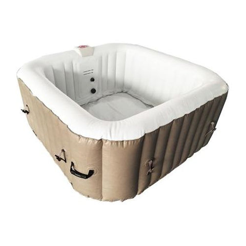Aleko Hot Tubs 6 Person 250 Gallon Square Inflatable Brown and White Hot Tub Spa With Cover by Aleko 655222807144 HTISQ6BRWH-AP 6 Person 250 Gallon Square Inflatable Brown and White Hot Tub Spa With Cover by Aleko SKU# HTISQ6BRWH-AP