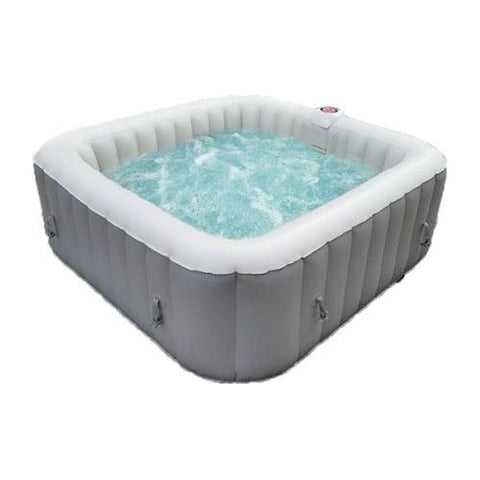 Aleko Hot Tubs 6 Person 265 Gallon Gray Square Inflatable Jetted Hot Tub Spa With Cover by Aleko 0703980257814 HTISQ6GY-AP 6 Person 265 Gallon Gray Square Jetted Hot Tub Spa w Cover HTISQ6GY-AP