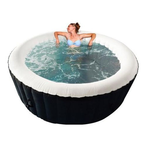Aleko Hot Tubs 6 Person 265 Gallon Round Inflatable Black and White Hot Tub Spa With Cover by Aleko 703980255339 HTIR6BKW-AP 6 Person 265 Gallon Round Inflatable Black White Hot Tub HTIR6BKW-AP