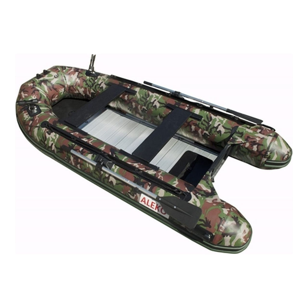 Aleko Pro Fishing Inflatable Boat with Aluminum Floor - Front Board Holders - 10.5 ft - Camouflage Style