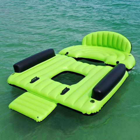 Aleko Inflatable Bouncers 6 Person Inflatable Floating Island Chaise Lounger with Cup Holders and Boarding Platform by Aleko 781880299837 IFI6PCM-AP 6 Person Inflatable Floating Chaise Lounger w/ Cup Holders & Boarding