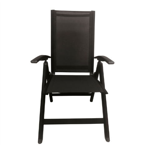 Aleko Outdoor Furniture Folding Adjustable Sling-Back Reclining Garden Chair with Armrest - Black by Aleko FCH01-AP  Adjustable Sling-Back Reclining Garden Chair Armrest - Black by Aleko