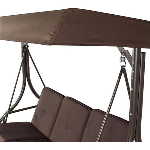 Aleko Outdoor Seating Canopy Patio Swing Bench Brown by Aleko 649870029836 SWC03BR-AP Canopy Patio Swing Bench Brown by Aleko SKU# SWC03BR-AP