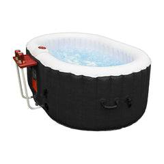 Aleko Pool & Spa 2 Person 145 Gallon Black and White Oval Inflatable Hot Tub Spa With Drink Tray and Cover by Aleko 655222807151 HTIO2BKW-AP 2 Person 145 Gallon Oval Inflatable Hot Tub Spa Drink Tray HTIO2BKW-AP