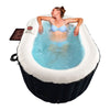 Image of Aleko Pool & Spa 2 Person 145 Gallon Black and White Oval Inflatable Hot Tub Spa With Drink Tray and Cover by Aleko 655222807151 HTIO2BKW-AP 2 Person 145 Gallon Oval Inflatable Hot Tub Spa Drink Tray HTIO2BKW-AP