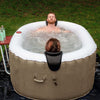 Image of Aleko Pool & Spa 2 Person 145 Gallon Oval Inflatable Hot Tub Spa With Drink Tray and Brown and White Cover by Aleko 655222807168 HTIO2BRWH-AP 2 Person 145 Gallon Oval Inflatable Hot Tub Spa With Drink Tray and Brown and White Cover by Aleko SKU# HTIO2BRWH-AP