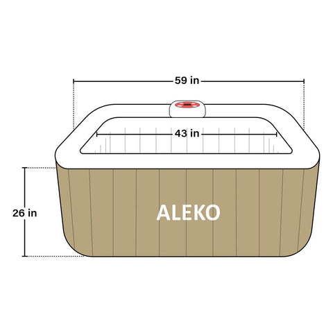 Aleko Pool & Spa 4 Person 160 Gallon Square Inflatable Brown Hot Tub Spa With Cover by Aleko 655222803962 HTISQ4BR-AP 4 Person 160 Gallon Square Inflatable Brown Hot Tub Spa With Cover