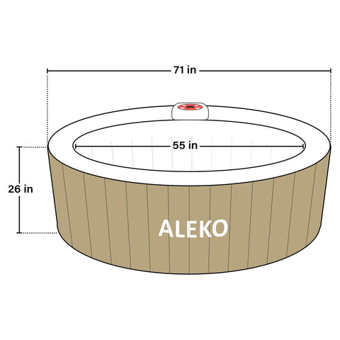 4 Person 210 Gallon Brown and White Round Inflatable Jetted Hot Tub ...