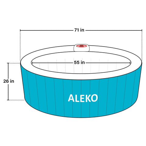Aleko Pool & Spa 4 Person 210 Gallon Round Inflatable Light Blue Hot Tub Spa With White Cover by Aleko HTIR4GRW-AP 4 Person 210 Gallon Round Inflatable Light Blue Hot Tub Spa with Cover