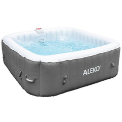 Aleko Pool & Spa 6 Person 265 Gallon Gray Square Inflatable Jetted Hot Tub Spa With Cover by Aleko 0703980257814 HTISQ6GY-AP 6 Person 265 Gallon Gray Square Jetted Hot Tub Spa w Cover HTISQ6GY-AP