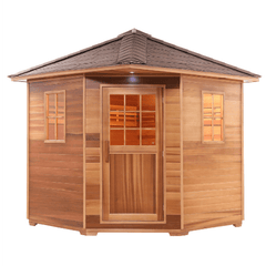 5 Person Canadian Cedar Wet Dry Outdoor Sauna with Asphalt Roof 6 kW ETL Certified Heater by Aleko SKU# SKD5RCED-AP