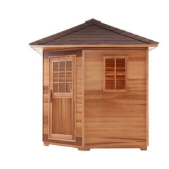 5 Person Canadian Cedar Wet Dry Outdoor Sauna with Asphalt Roof 6 kW ETL Certified Heater by Aleko