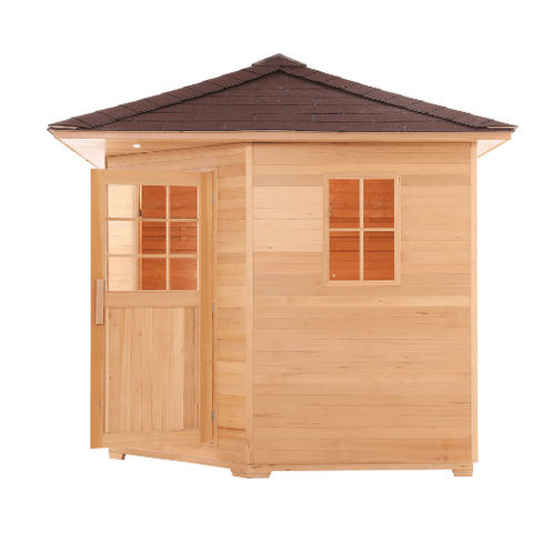 5 Person Canadian Hemlock Wet Dry Outdoor Sauna with Asphalt Roof 6 kW ETL Certified Heater by Aleko SKU# SKD5HEM-AP