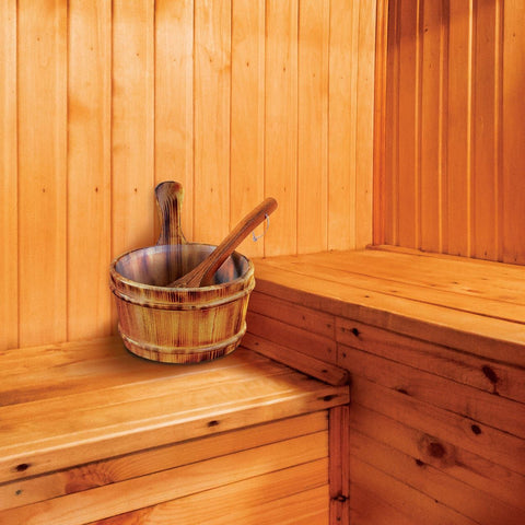 Aleko Sauna Accessories 4L Pine Wood Sauna Bucket with Plastic Liner and Water Scoop by Aleko 781880262749 KDS01-AP