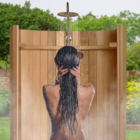 Aleko Sauna Accessories Ellipse Curved Rinse Outdoor Shower by Aleko 703980261798 SHCEDRUSTIC-AP