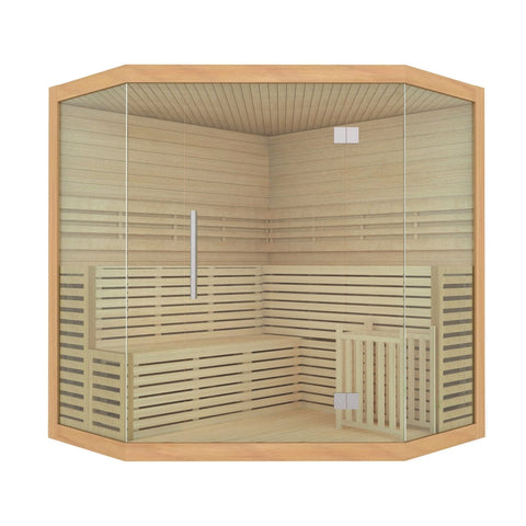 Aleko Saunas 5 to 6 Person Canadian Hemlock Indoor Wet Dry Sauna 6 kW ETL Certified Heater by Aleko 649870027726 SEA5JIU-AP 5 to 6 Person Canadian Hemlock Indoor Wet Dry Sauna 6 kW ETL Heater