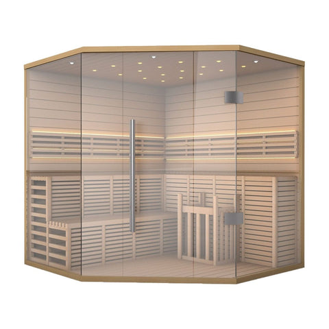 Aleko Saunas 5 to 6 Person Canadian Hemlock Indoor Wet Dry Sauna 6 kW ETL Certified Heater by Aleko 649870027726 SEA5JIU-AP 5 to 6 Person Canadian Hemlock Indoor Wet Dry Sauna 6 kW ETL Heater