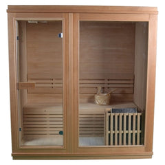 6 Person Canadian Hemlock Indoor Wet Dry Sauna 6 kW ETL Certified Heater by Aleko