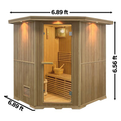 6 Person Canadian Hemlock Wet Dry Indoor Sauna 6 kW ETL Certified Heater by Aleko