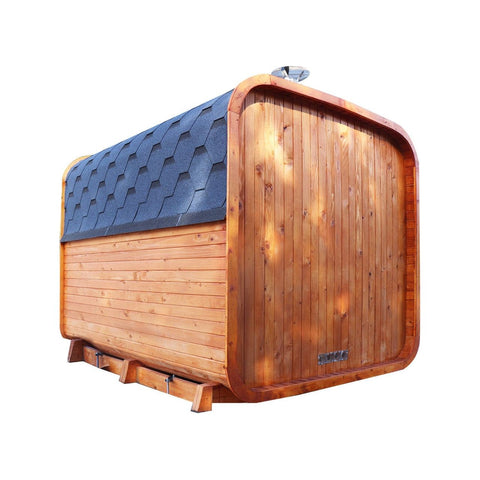 Aleko Saunas 8-10 Person Capacity Hemlock Mobile Outdoor Sauna with Trailer by Aleko 703980261361 HEMSAUNATR-AP 8-10 Person Capacity Hemlock Mobile Outdoor Sauna w/ Trailer by Aleko