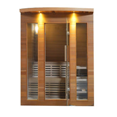 Aleko Saunas Clear Cedar Indoor Wet Dry Sauna with Exterior Lights - 4.5 kW Harvia KIP Heater - 4 Person by Aleko 703980258460 STCE4DOVE-AP Clear Cedar Indoor Wet Dry Sauna Lights 4.5 Harvia KIP Heater 4 Person