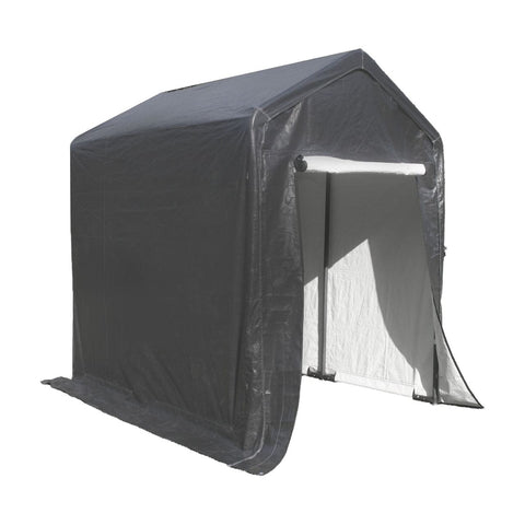 Aleko Sheds, Garages & Carports 12 x 6 x 8 Feet Gray Heavy Duty Outdoor Canopy Storage Shelter Shed by Aleko SS6X12-AP 12x6x8 Ft Gray Heavy Duty Outdoor Canopy Storage Shelter Shed Aleko