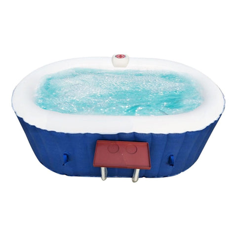 Aleko Spas 2 Person 145 Gallon Oval Inflatable Hot Tub Spa With Drink Tray and Dark Blue Cover by Aleko 655222803979 HTIO2BLD-AP 2 Person 145 Gallon Oval Inflatable Hot Tub Spa With Drink Tray and Dark Blue Cover by Aleko SKU# HTIO2BLD-AP