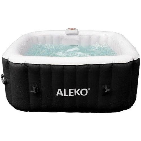 Aleko Spas 6 Person 265 Gallon Black Square Inflatable Jetted Hot Tub with Cover by Aleko 0655222807120 HTISQ6GYBK-AP 6 Person 265 Gallon Black Square Inflatable Jetted Hot Tub with Cover