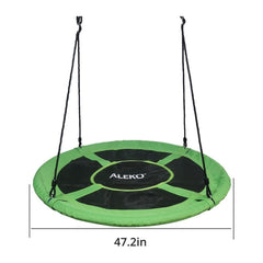 47 Inches Green Outdoor Saucer Platform Swing with Adjustable Hanging Ropes by Aleko