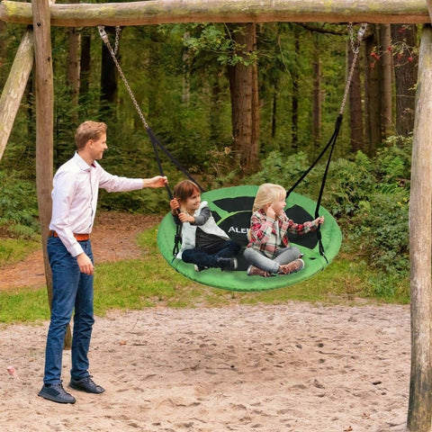Aleko Swing 47 Inches Green Outdoor Saucer Platform Swing with Adjustable Hanging Ropes by Aleko 703980260388 SC02-AP  Platform Swing  Adjustable Hanging Ropes - 47 Inches - Green by Aleko