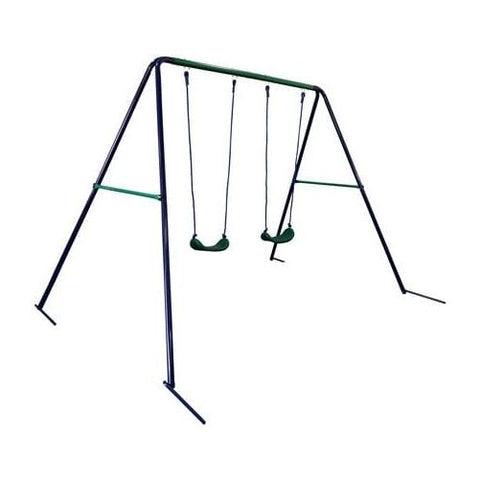 Aleko Swings & Playsets Blue and Green Outdoor Sturdy Child Swing Seat with 2 Swings by Aleko 655222801630 BSW03-AP Blue Green Outdoor Sturdy Child Swing Seat 2 Swings Aleko SKU#BSW03-AP