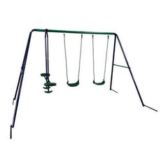 Aleko Swings & Playsets Blue and Green Outdoor Sturdy Child Swing Set with 2 Swings and 1 Glider by Aleko 655222801630 BSW05-AP Blue and Green Outdoor Sturdy Child Swing Set with 2 Swings and 1 Glider by Aleko SKU# BSW05-AP