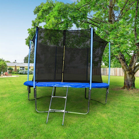 Aleko Trampolines 12 Feet Black and Blue Trampoline with Safety Net and Ladder by Aleko 781880282624 TRP12-AP