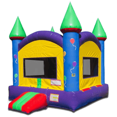 15'H Multi Color Castle Inflatable Moonwalk by Bouncer Depot