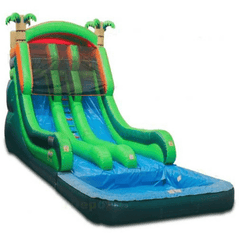 18'H Double Lane Tropical Wet Dry Slide by Bouncer Depot SKU# 2090
