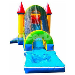 15'H Multi Color Inflatable Jumper Slide Combo With Pool by Bouncer Depot