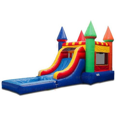 15'H Compact Rainbow Castle Jumper with Pool by Bouncer Depot