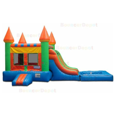 Bouncer Depot Water Parks & Slides 15'H Double Lane Slide Castle Combo with Pool by Bouncer Depot 781880221272 3078P 15'H Double Lane Slide Castle Combo Pool Bouncer Depot SKU # 3078P