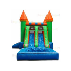 15'H Double Lane Slide Castle Combo with Pool by Bouncer Depot