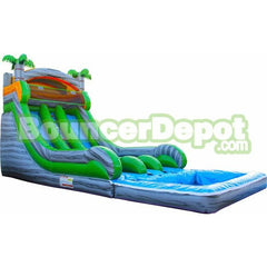 18'H Double Lane Marble Gray Water Slide by Bouncer Depot
