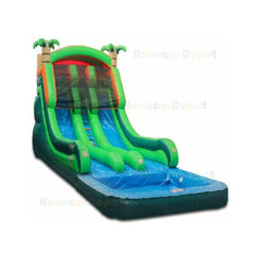18'H Double Lane Tropical Wet Dry Slide by Bouncer Depot