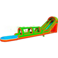 20'H Giant Orange Green Water Slide With Slip by Bouncer Depot