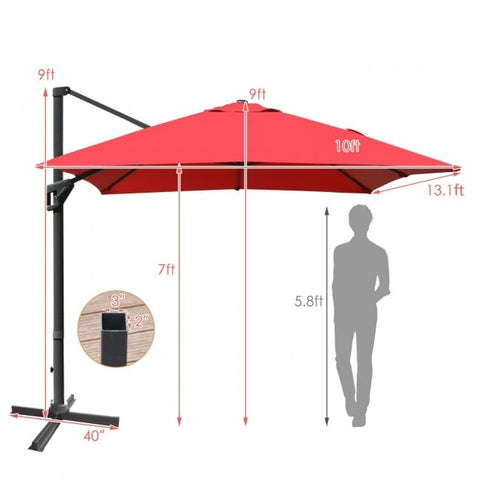 Costway Canopies & Gazebos 10 x 13 Rectangular Cantilever Umbrella with 360° Rotation Function by Costway 10x13 Rectangular Cantilever Umbrella 360°Rotate Costway SKU#78512690